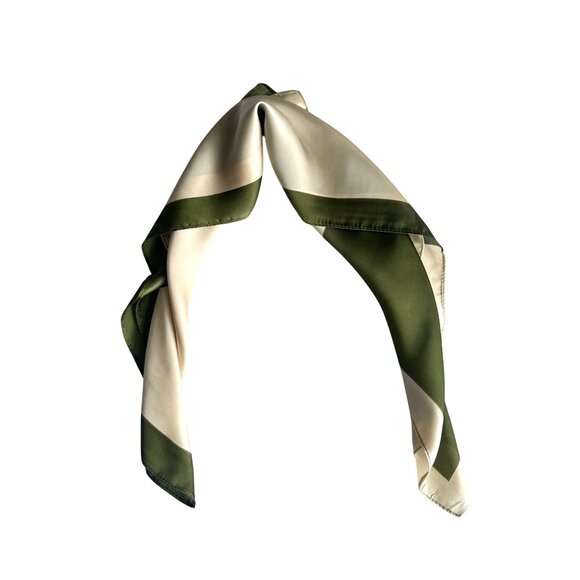 ✨Silky Satin Scarf Bandana Soft Luxury neck wrap luxurious Accessory Green Beige - Picture 4 of 7